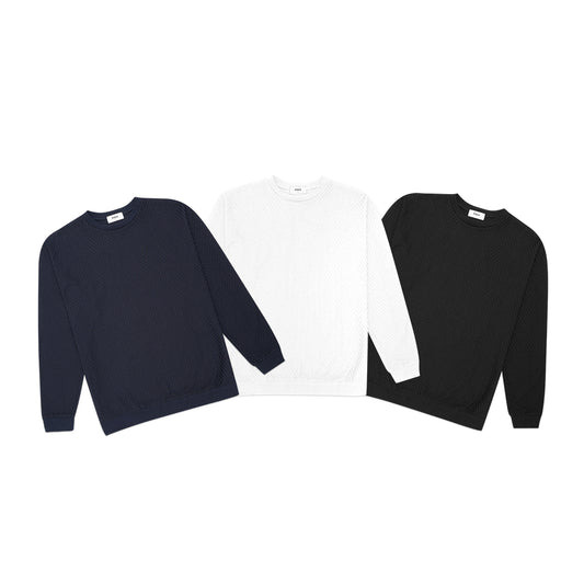 FOLX Jacquard Diamond Slash Textured Sweatshirt