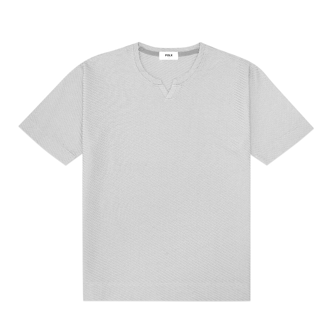 FOLX U Collar Textured T-Shirt