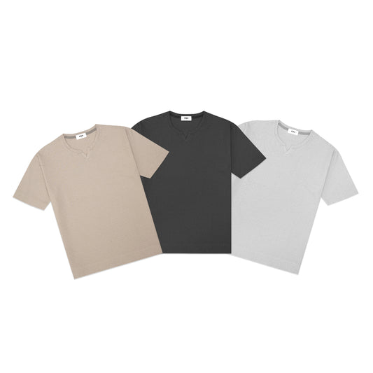 FOLX U Collar Textured T-Shirt