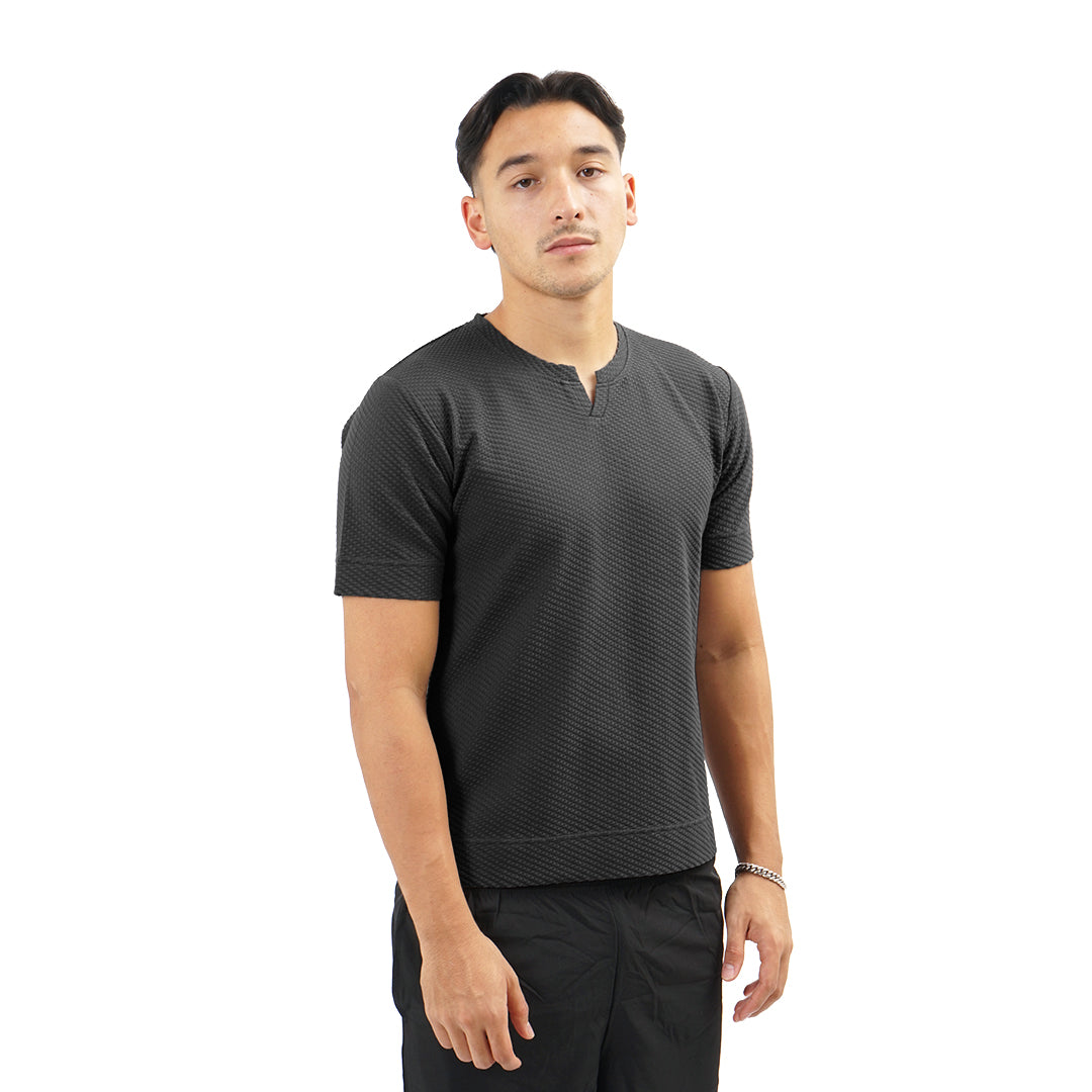 FOLX U Collar Textured T-Shirt
