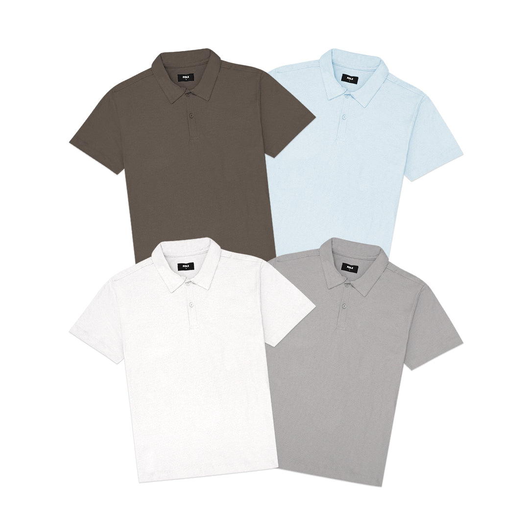 FOLX Diamond Textured Polo Shirt