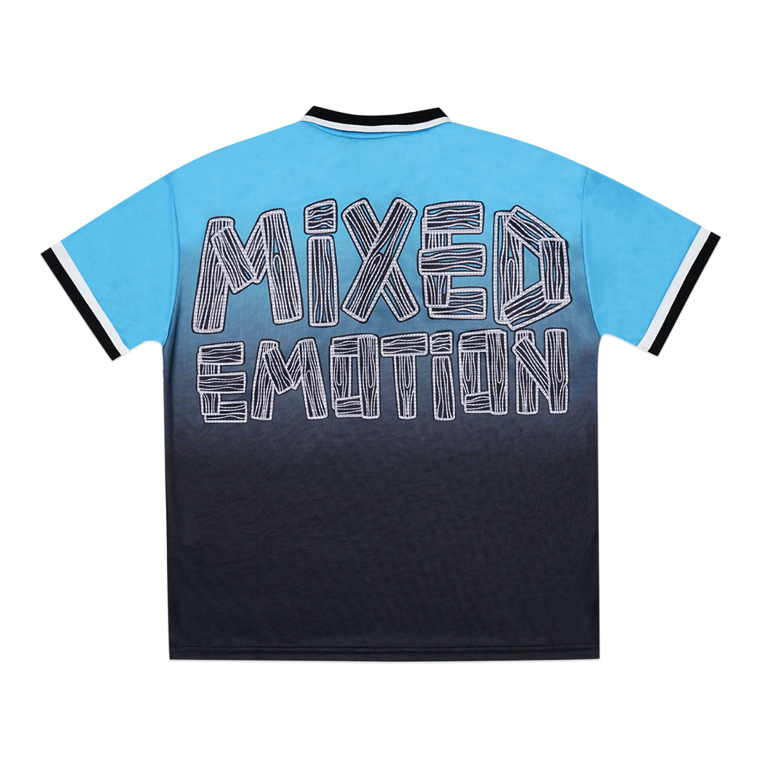 Mixed Emotion Blue Road Rage Button Up Jersey Polo Shirt