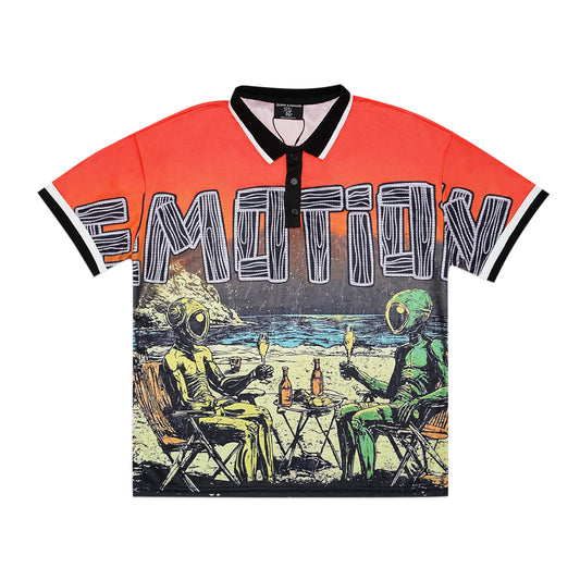 Mixed Emotion Paradise Button Up Jersey Polo Shirt