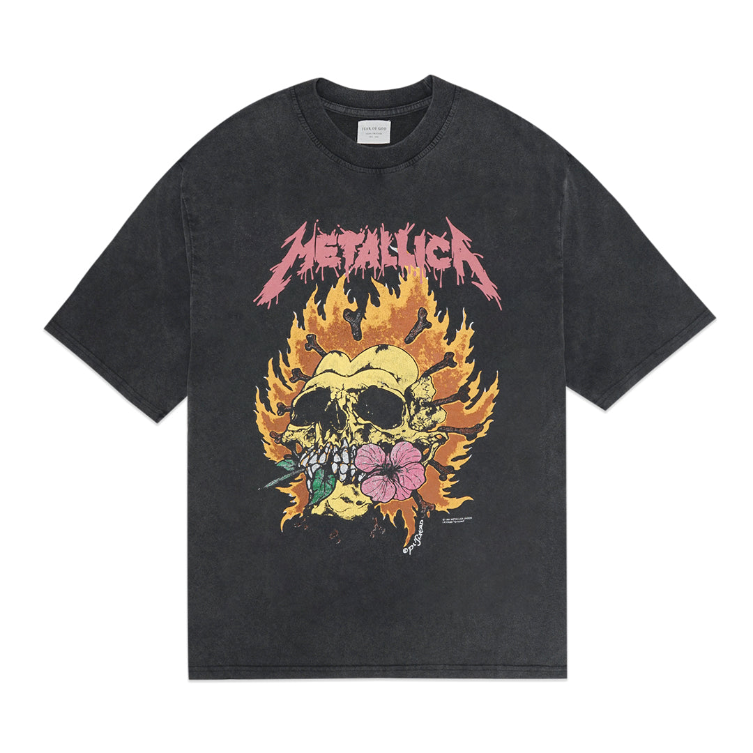 FOG Metallica Pushead Flaming Heart Skull T-Shirt