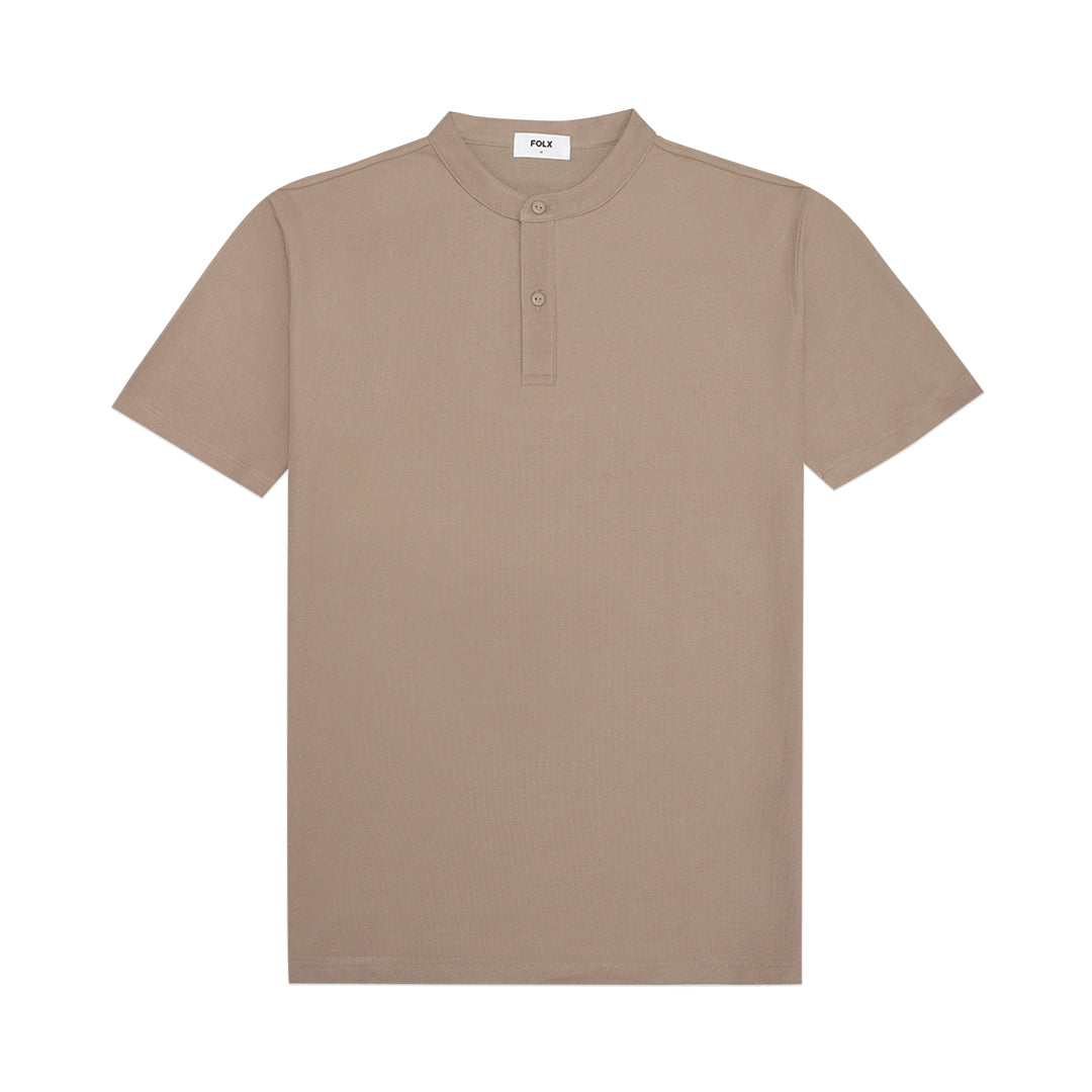 FOLX Grandad Collar Pique Polo Shirt
