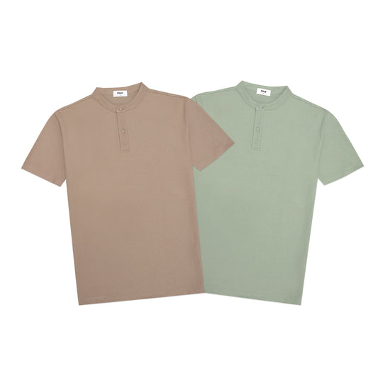 FOLX Grandad Collar Pique Polo Shirt