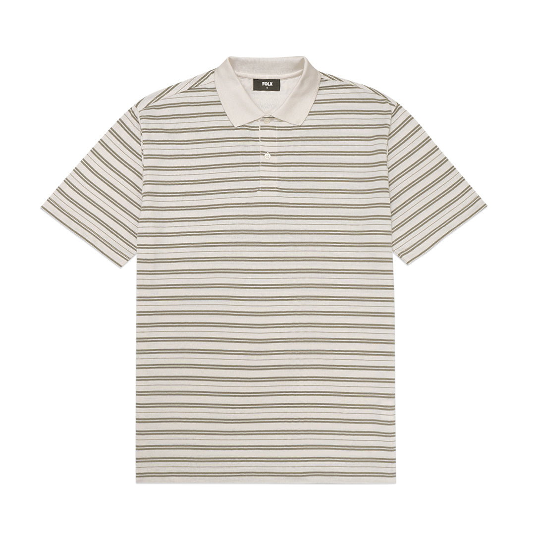 FOLX Knitted Stripes Pique Polo Shirt