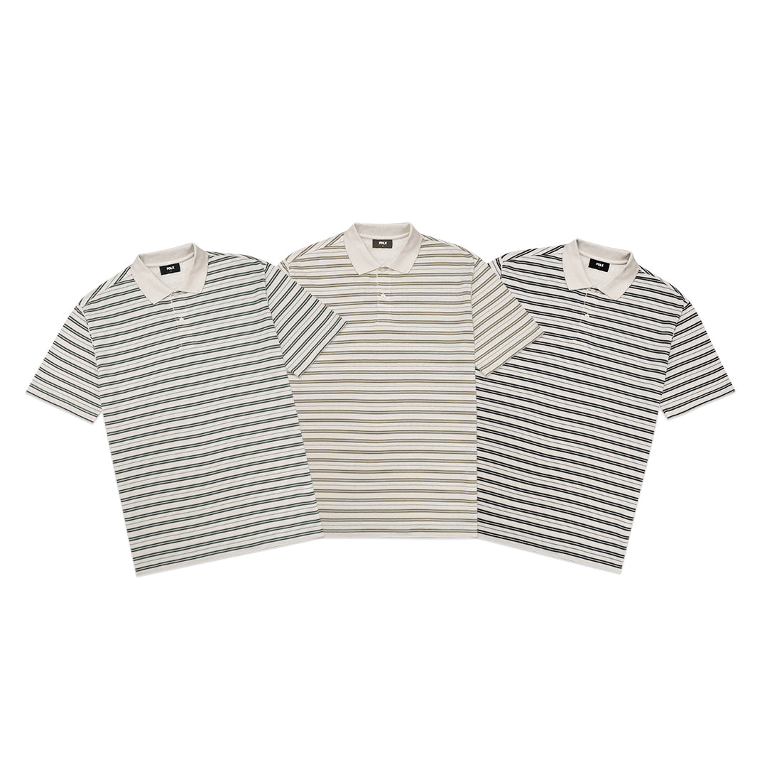 FOLX Knitted Stripes Pique Polo Shirt