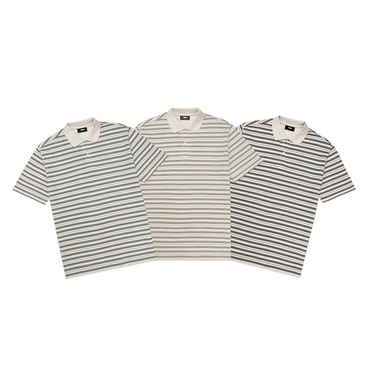 FOLX Knitted Stripes Pique Polo Shirt
