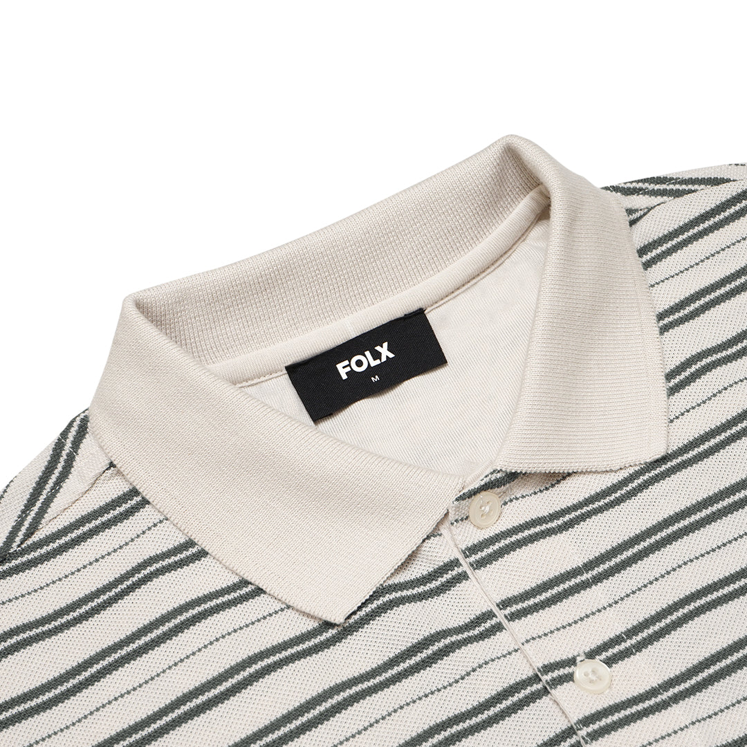 FOLX Knitted Stripes Pique Polo Shirt