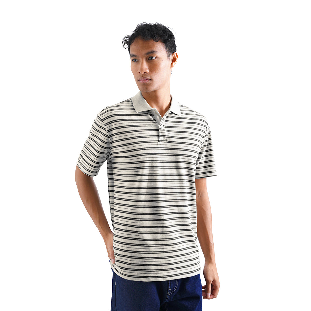 FOLX Knitted Stripes Pique Polo Shirt