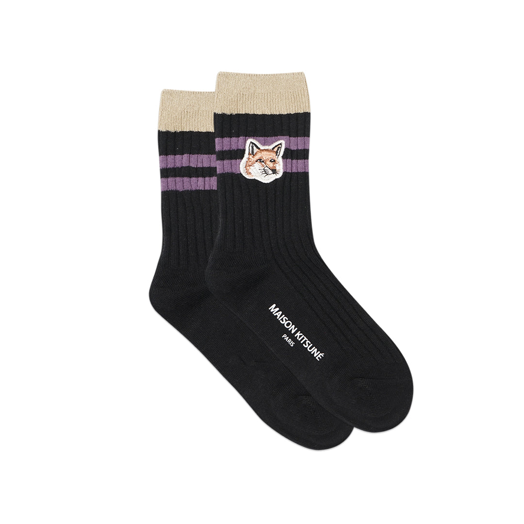 MKS Bicolor Stripes Fox Head Mid Socks