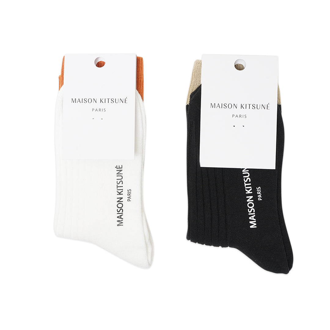 MKS Bicolor Stripes Fox Head Mid Socks
