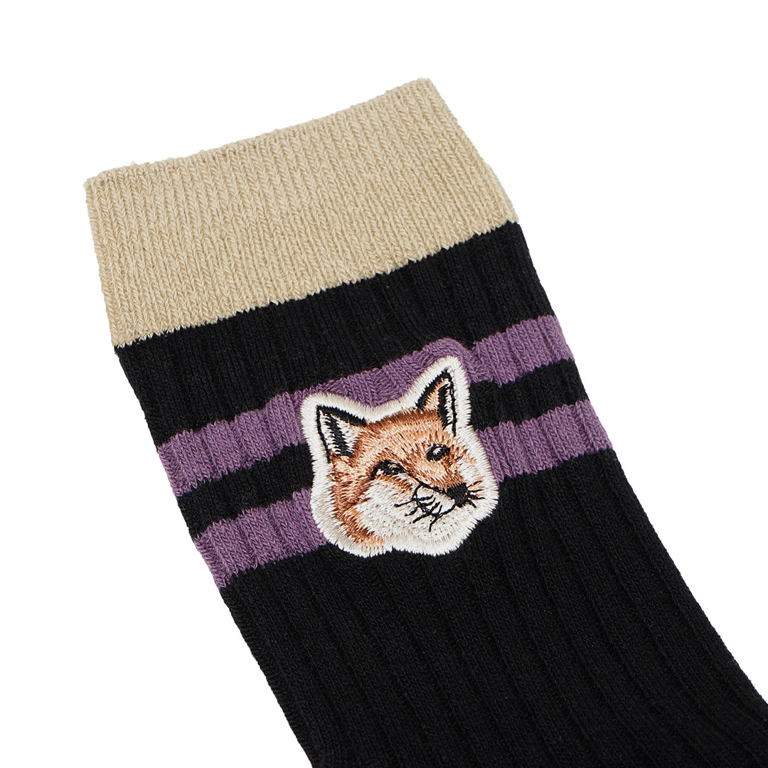 MKS Bicolor Stripes Fox Head Mid Socks