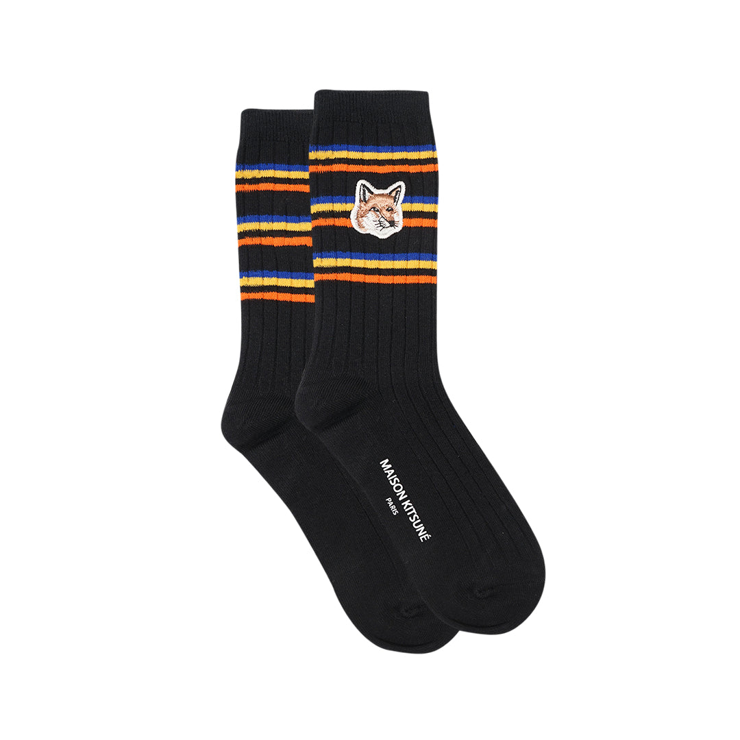 MKS Multicolor Stripes Fox Head Mid Socks