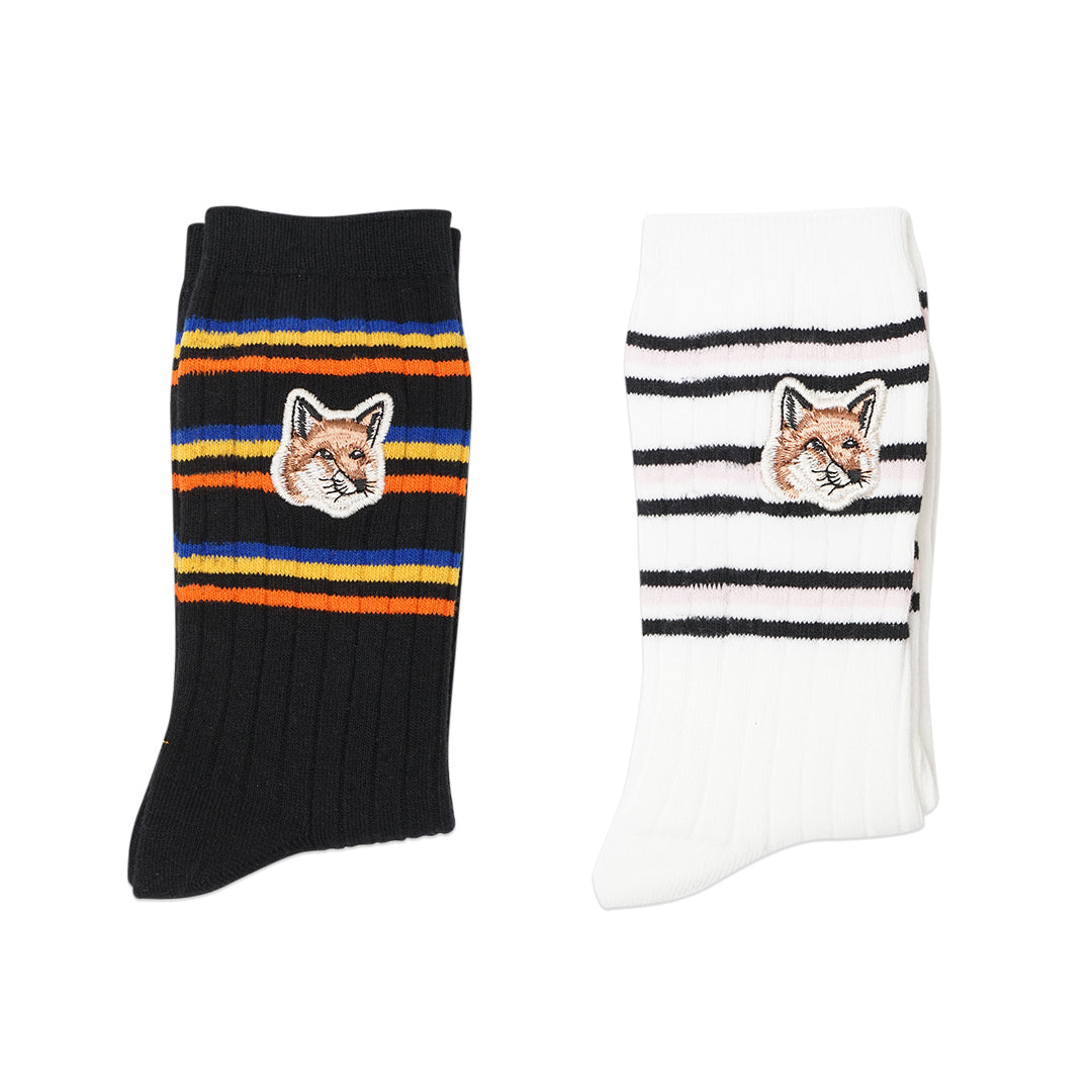 MKS Multicolor Stripes Fox Head Mid Socks