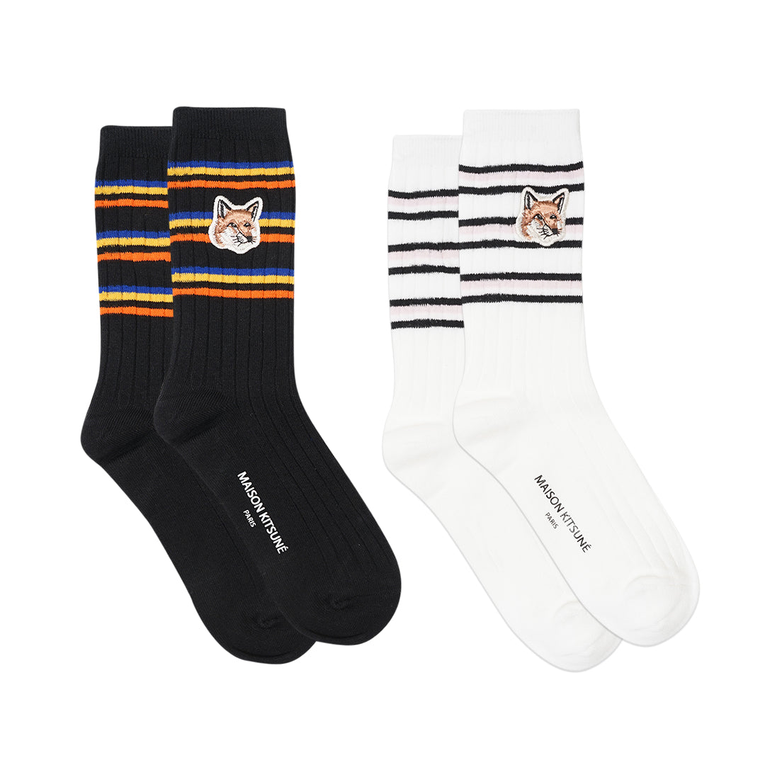 MKS Multicolor Stripes Fox Head Mid Socks