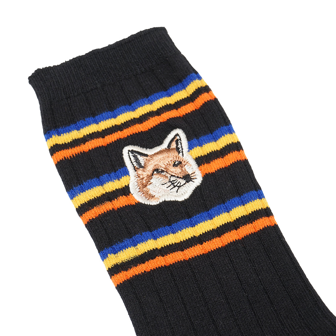 MKS Multicolor Stripes Fox Head Mid Socks