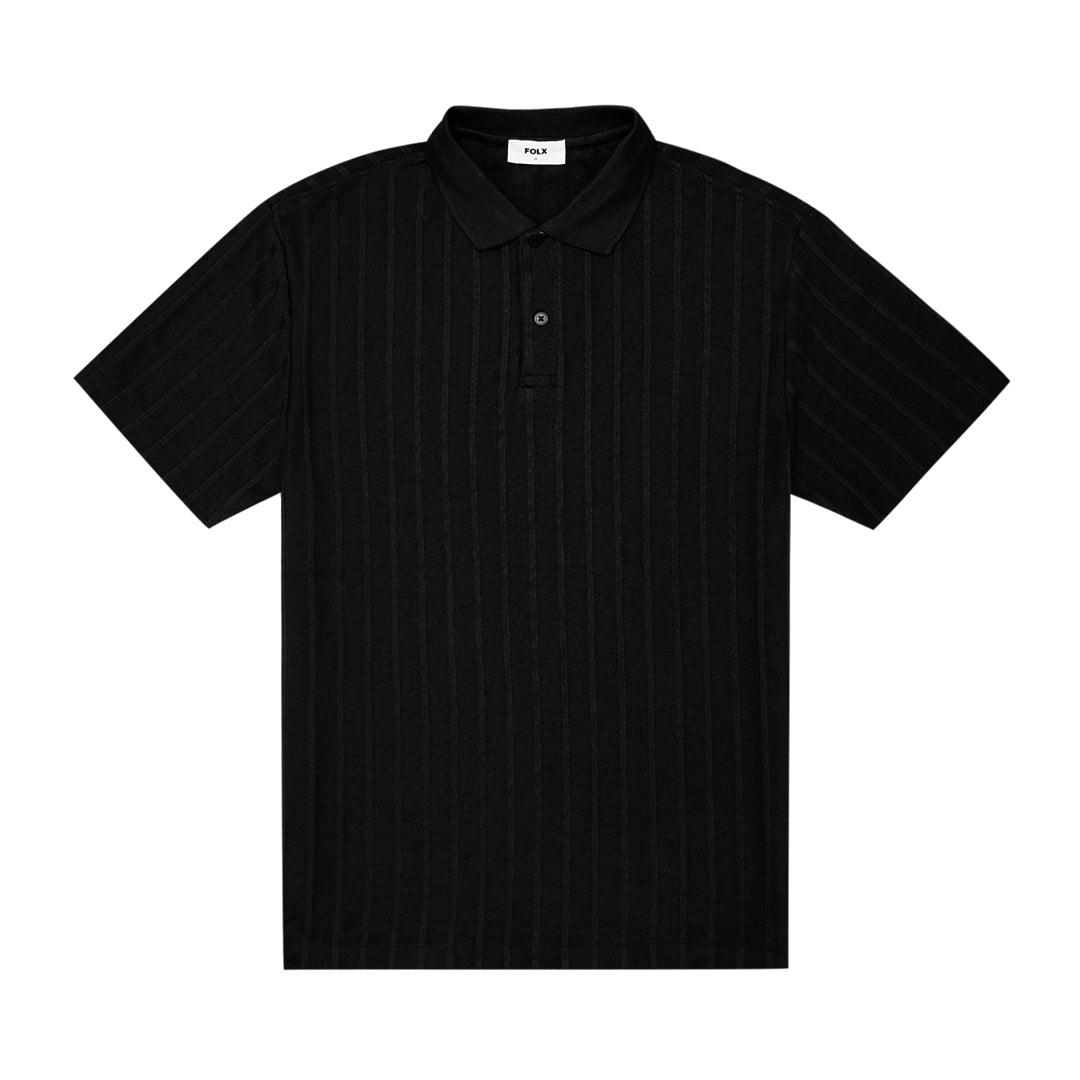 FOLX Solid Stripe Texture Polo Shirt