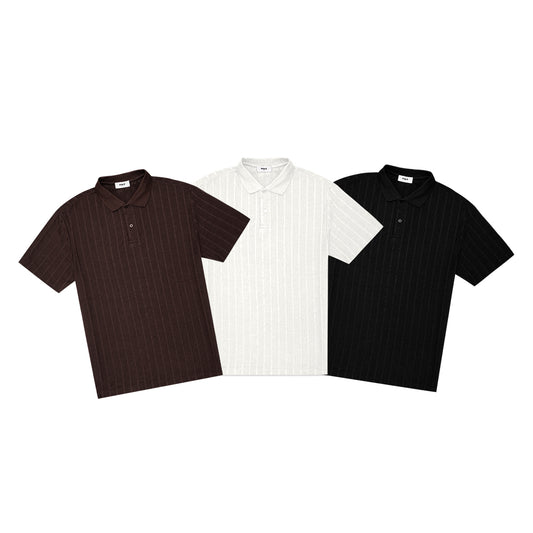 FOLX Solid Stripe Texture Polo Shirt