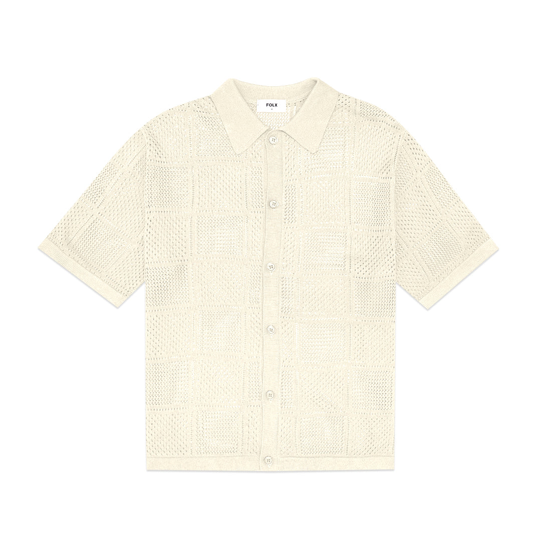 FOLX Crochet Knitted Short Sleeve Shirt
