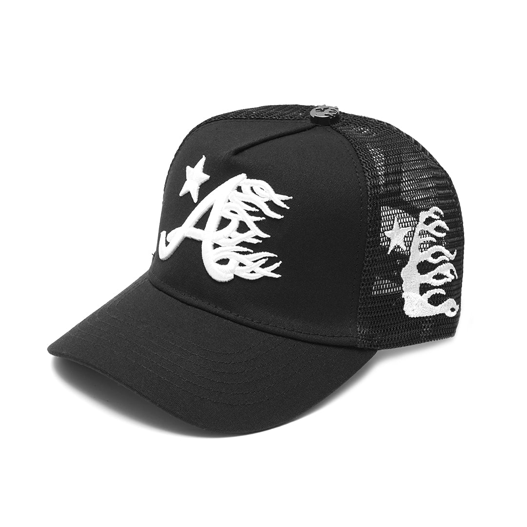 Hellstar White Logo Mesh Trucker Baseball Cap