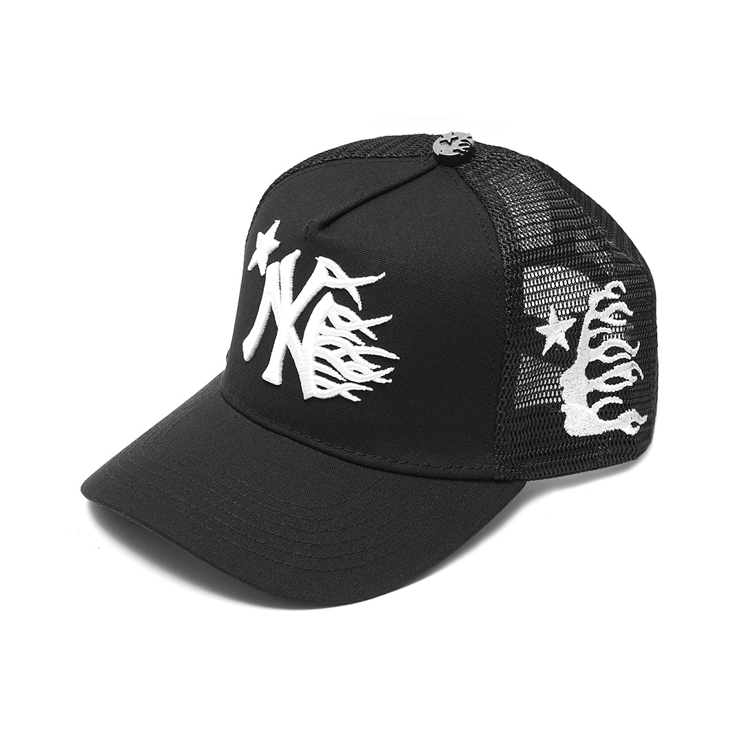 Hellstar White Logo Mesh Trucker Baseball Cap