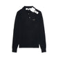 CDG Play Heart Patch Long Sleeve Knit Polo Shirt