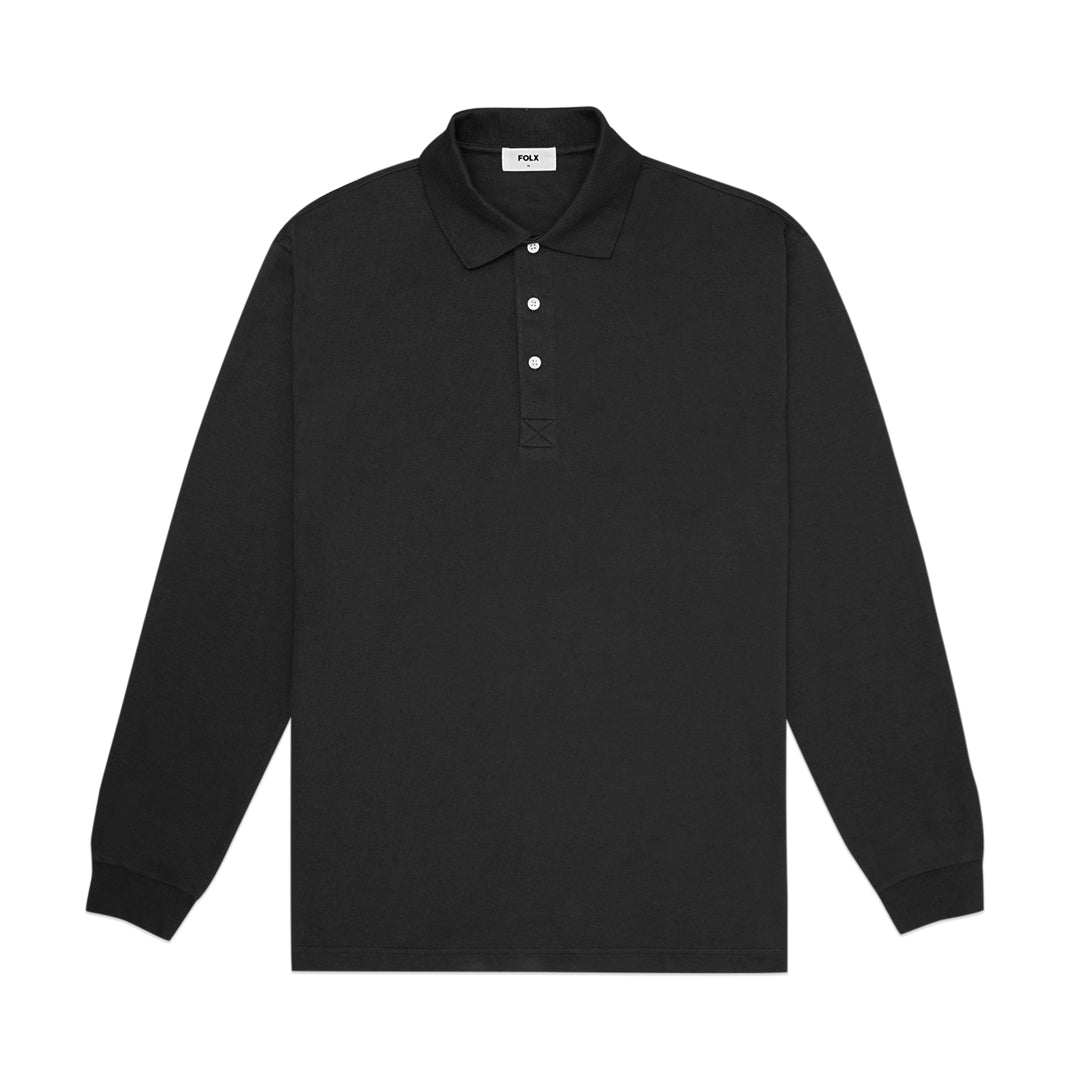 FOLX Basic Pique Long Sleeve Polo Shirt