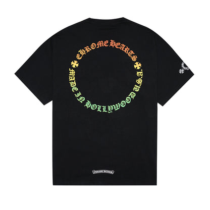 Chrome Hearts Gradient Colorful Letters Pocket T-Shirt