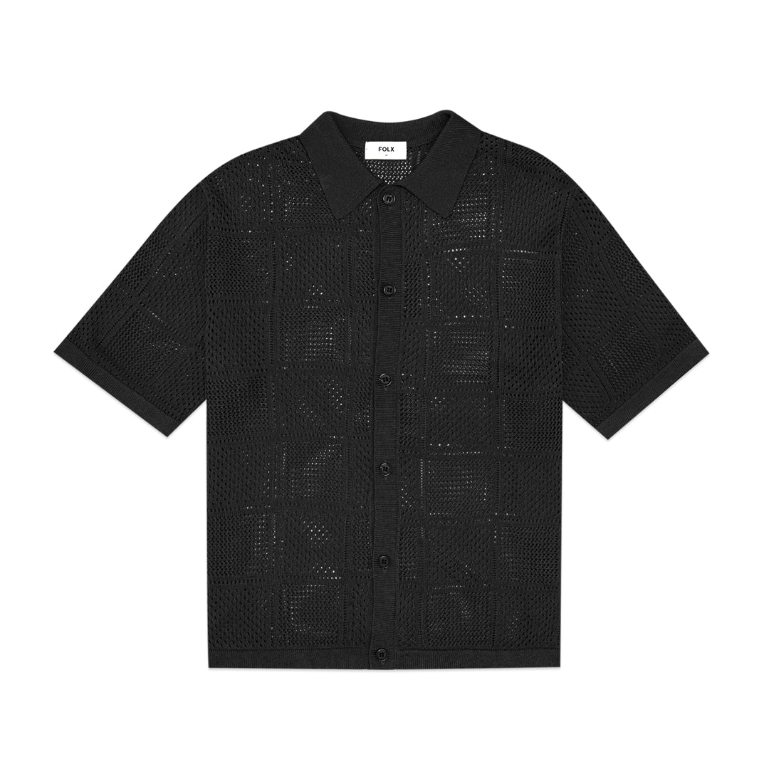 FOLX Crochet Knitted Short Sleeve Shirt