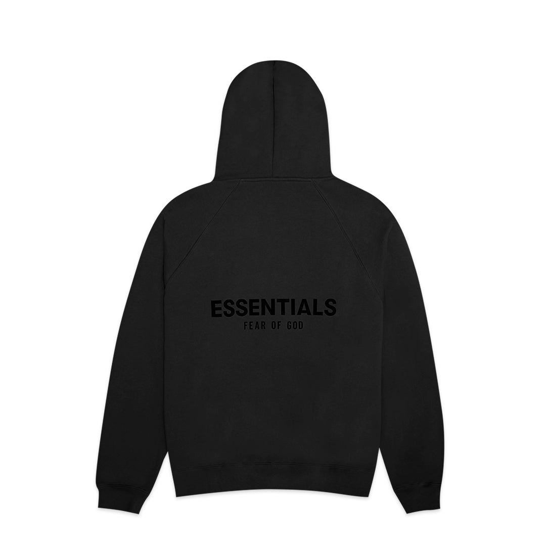 FOG Essentials Back Black Rubber Text Hoodie