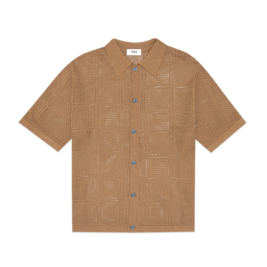 FOLX Crochet Knitted Short Sleeve Shirt
