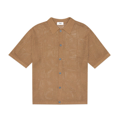 FOLX Crochet Knitted Short Sleeve Shirt