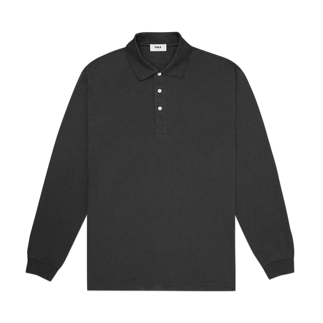 FOLX Basic Pique Long Sleeve Polo Shirt