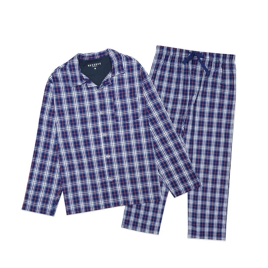 Reserve Checkered Poplin Long Sleeve Pyjama Set