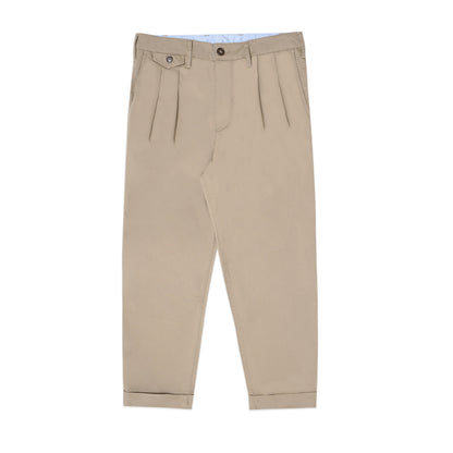 FOLX Front Pleats Cotton Cropped Trousers