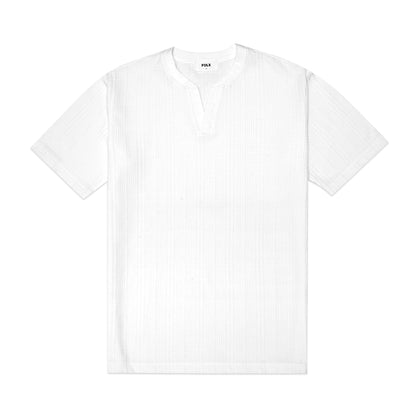 FOLX Round V Neck Square Textured T-Shirt