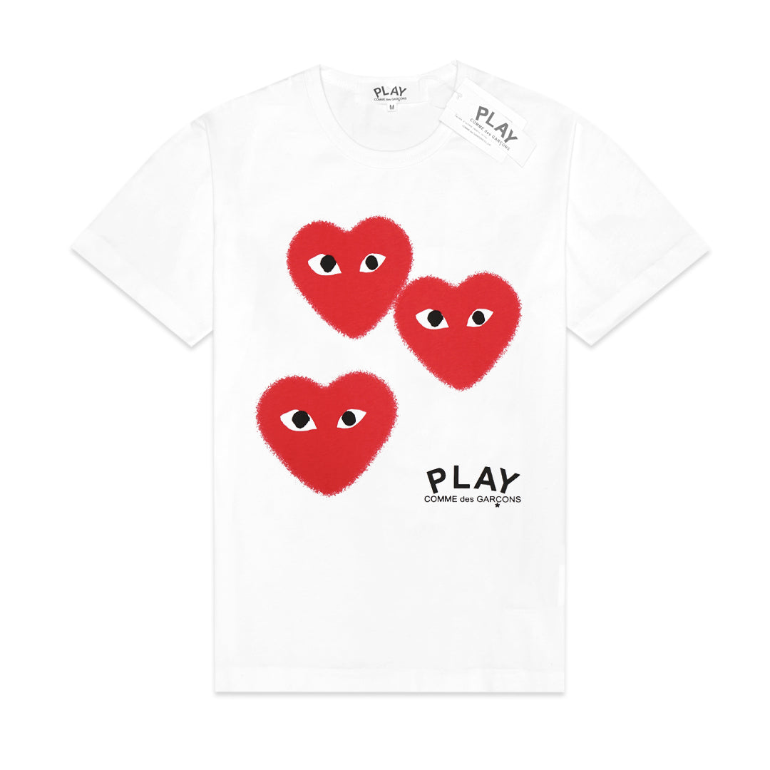 CDG Play Triple Splash Hearts T-Shirt