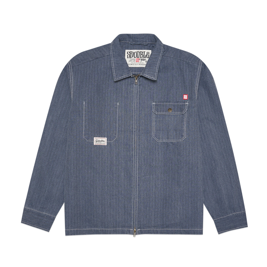 SDOUBLE Herringbone Denim Zip Jacket