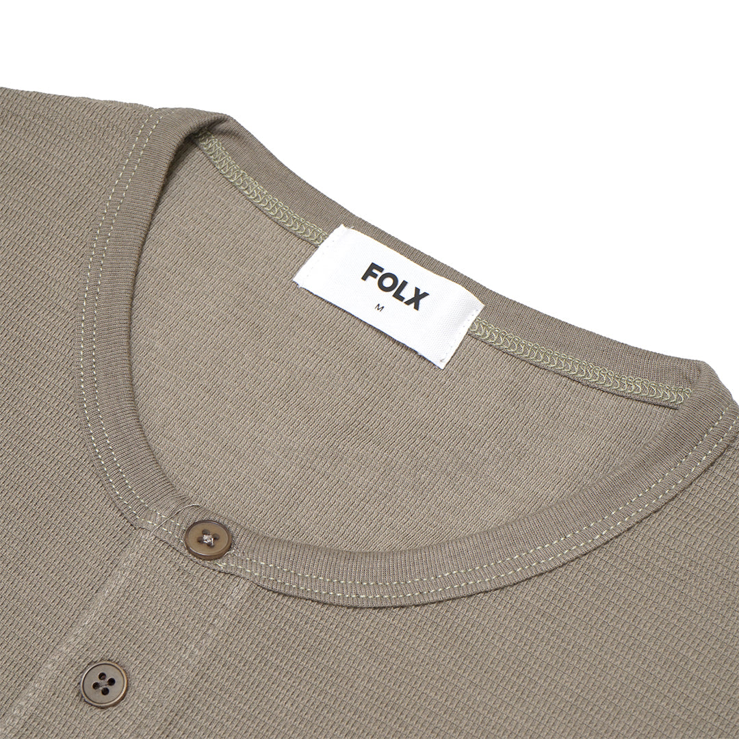 FOLX Waffle Henley Long Sleeve T-Shirt