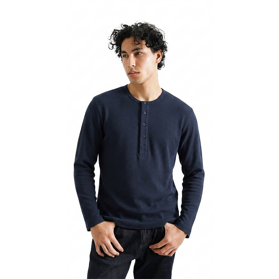 FOLX Waffle Henley Long Sleeve T-Shirt