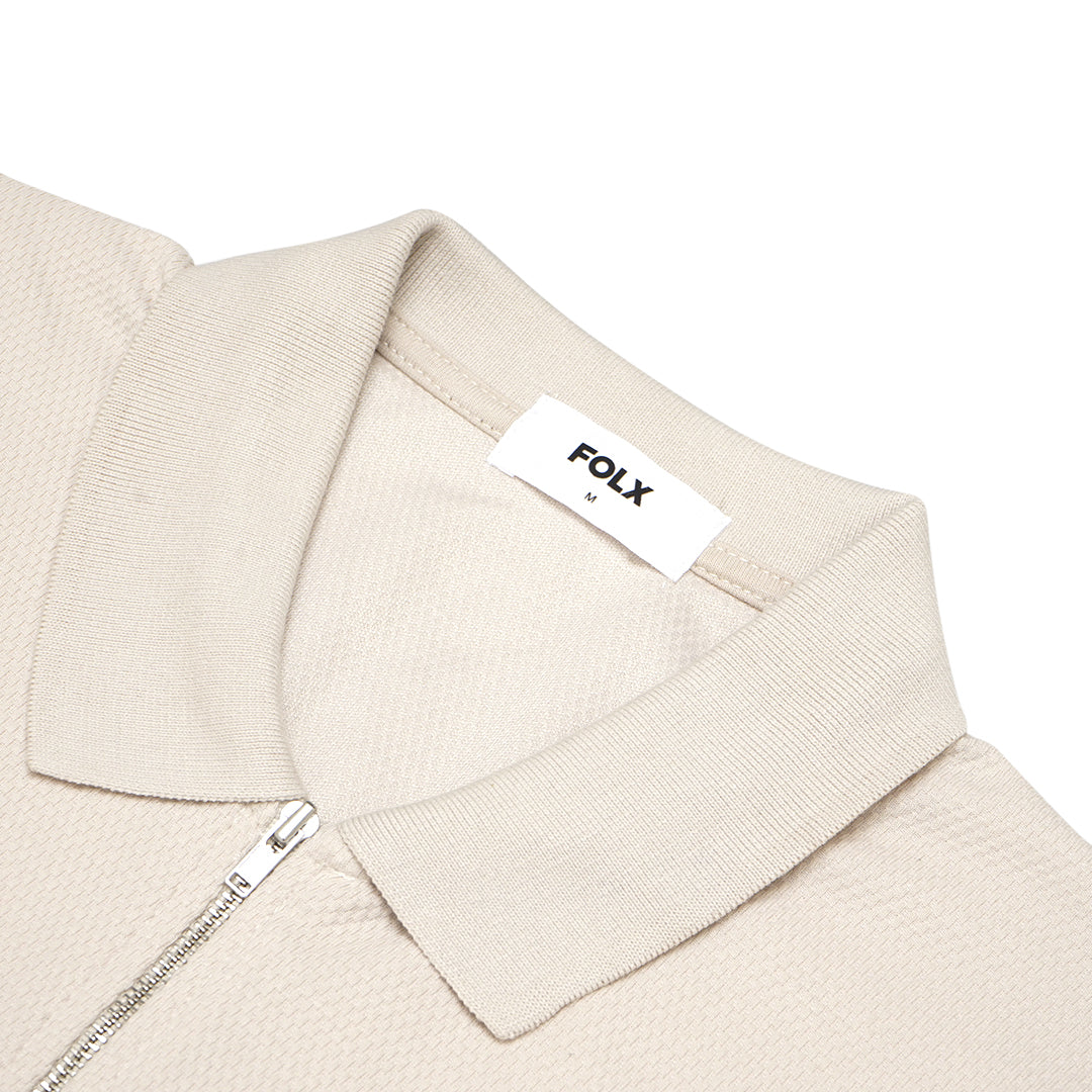 FOLX Tonal Textured Zip Polo Shirt