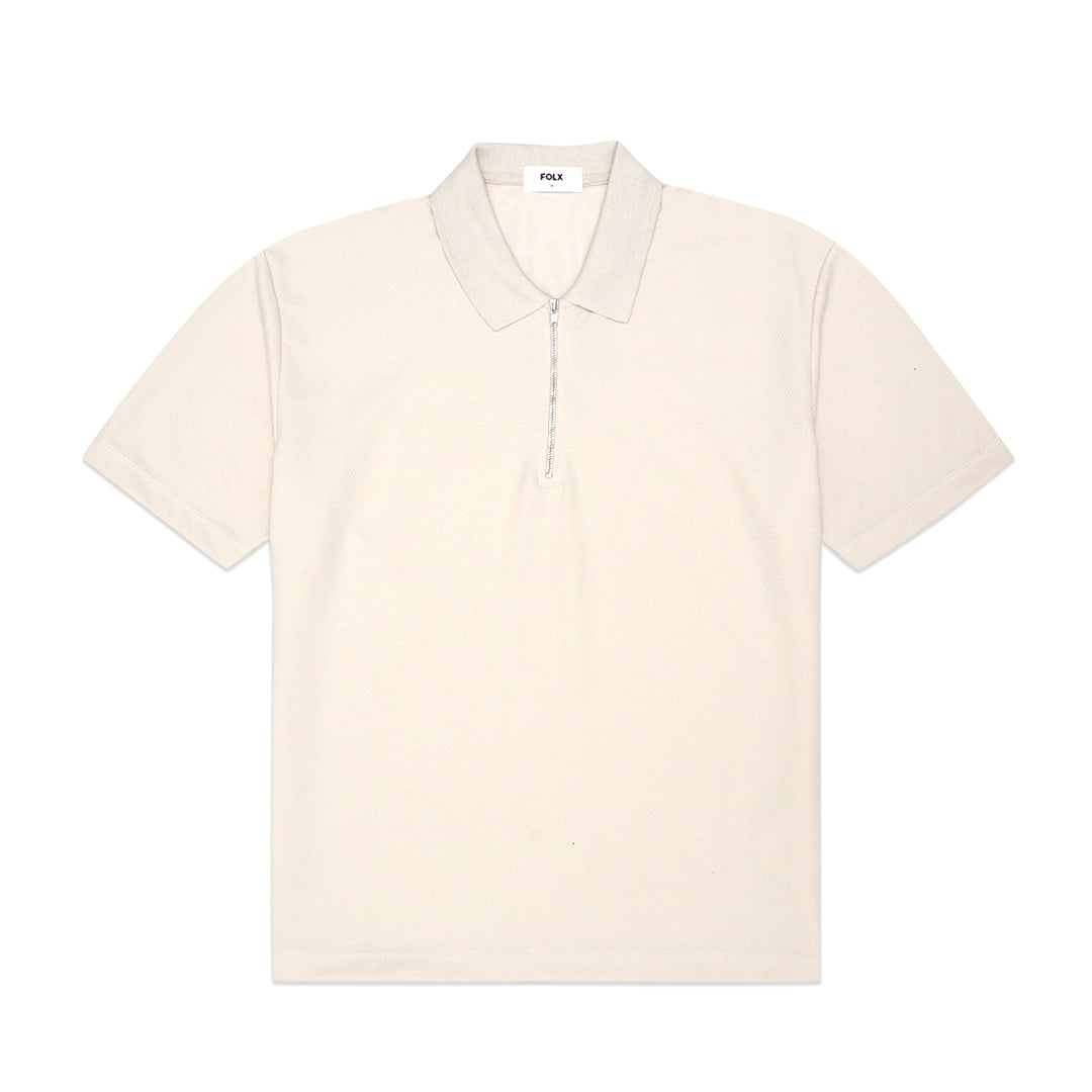 FOLX Tonal Textured Zip Polo Shirt