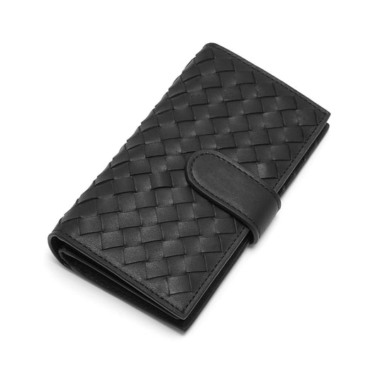 FOLX Small Intrecciato Snap Button Long Wallet