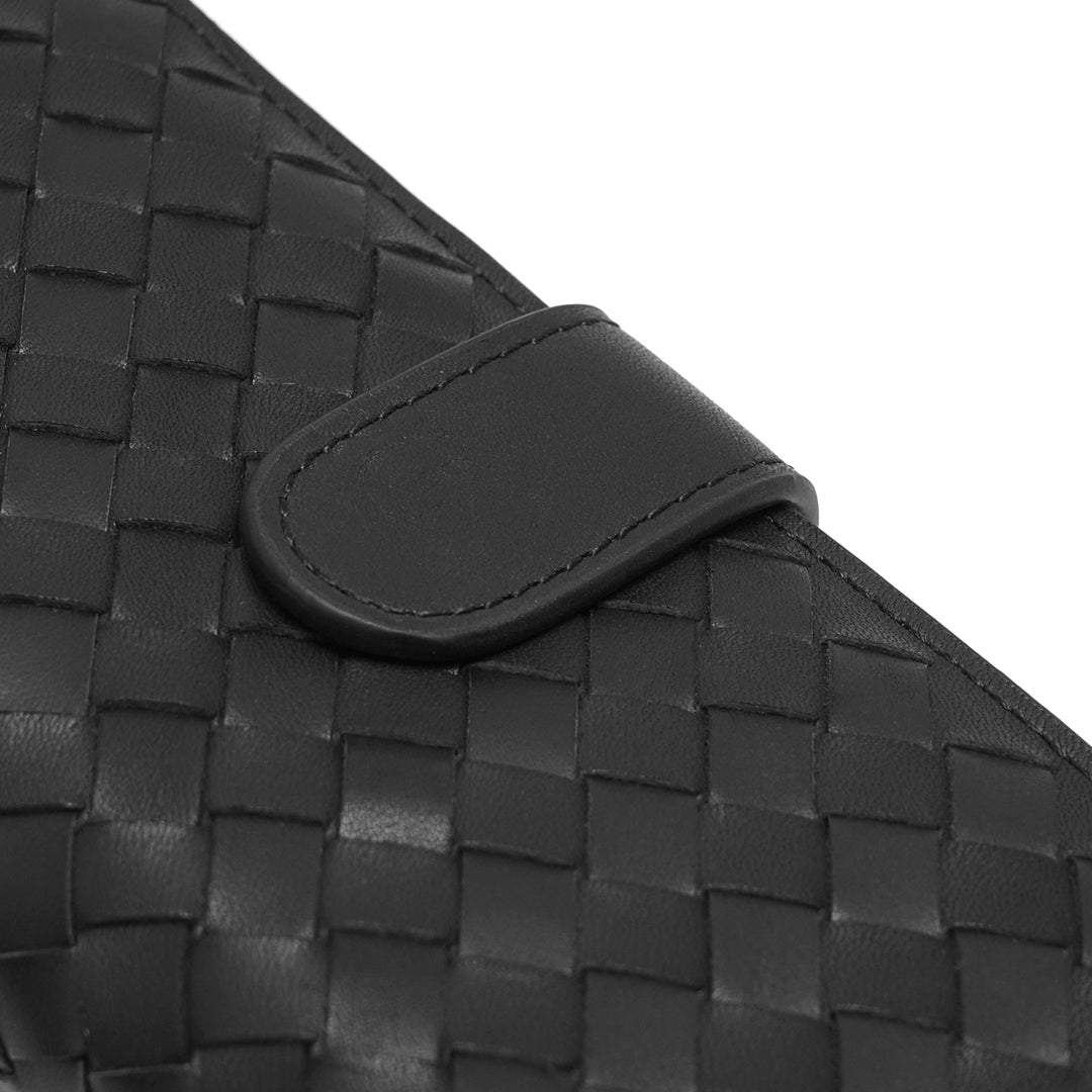 FOLX Small Intrecciato Snap Button Long Wallet
