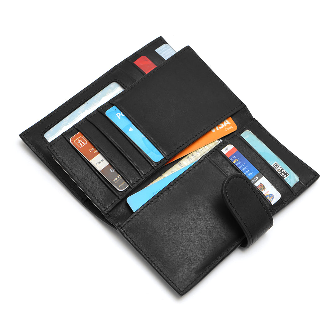 FOLX Small Intrecciato Snap Button Long Wallet