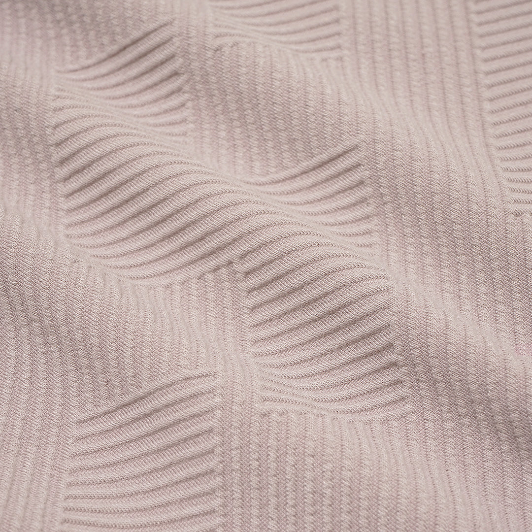 FOLX Linear Textured Open Collar Polo Shirt