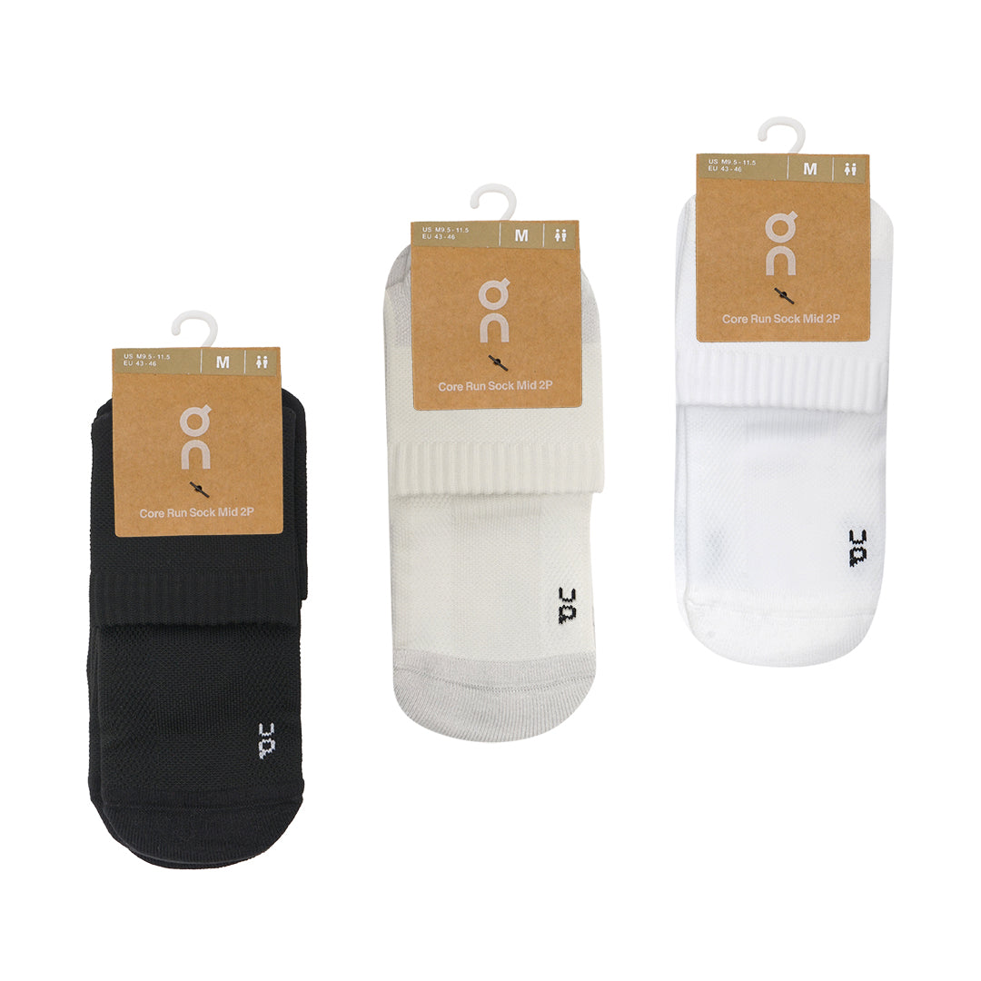 On Cloud Core Run Cushioned Mid Socks 2-Pair Pack