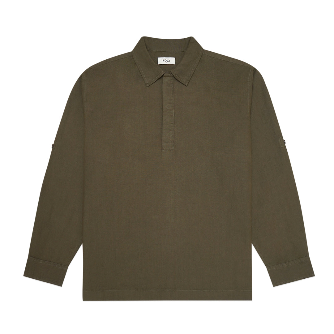 FOLX Relaxed Cotton Popover Long Sleeve Shirt